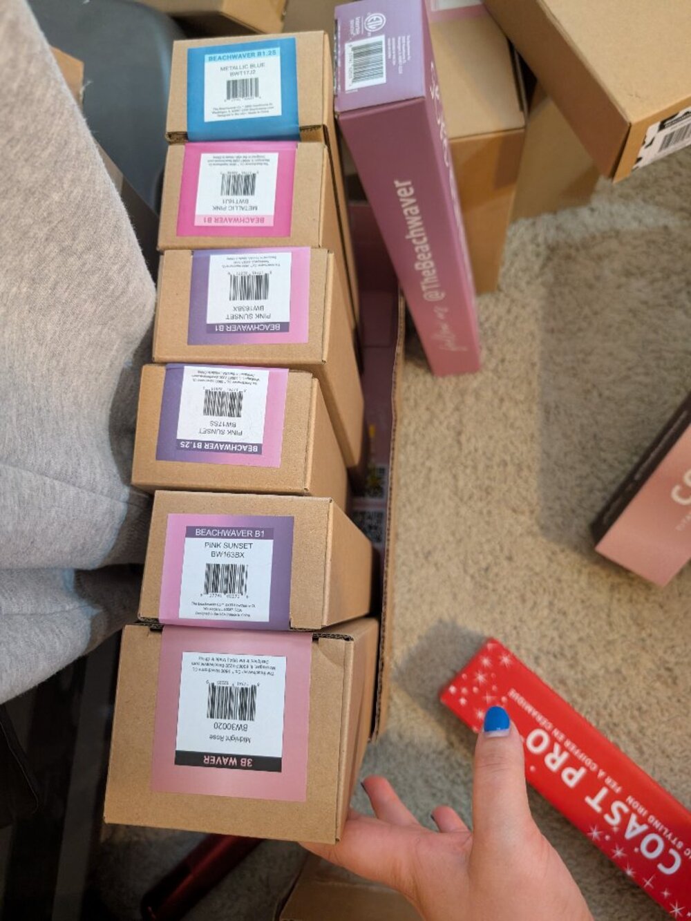 Multiple kinds of Beach Wavers still in the box